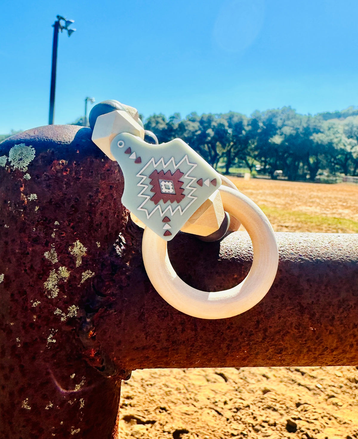 Sage Aztec Cow Tag Rattle