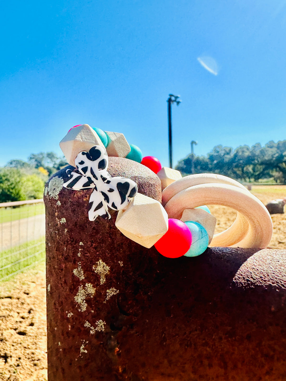 Cow Print Bow Rattle