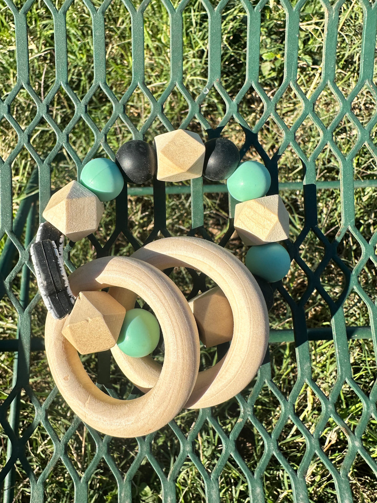 Black & Mint Aztec Cactus Rattle