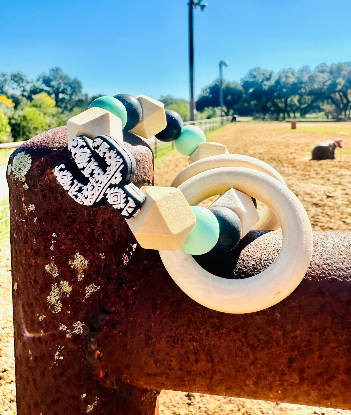 Black & Mint Aztec Cactus Rattle